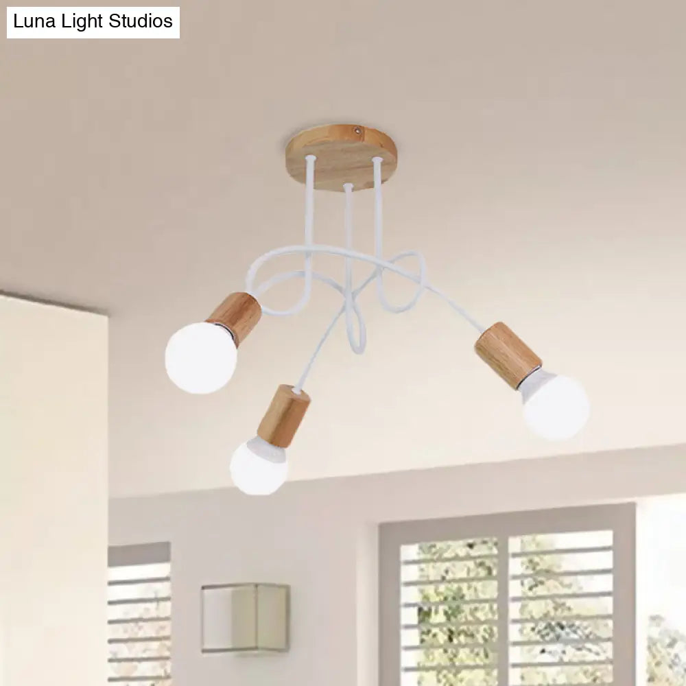 DecorBites™ DecorBites™ Modern Wood Semi Flush Mount Ceiling Light with Twisted Design for Bedroom