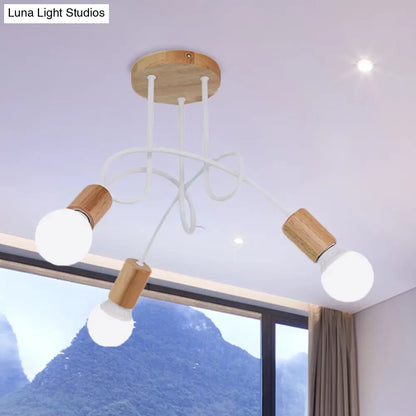 DecorBites™ DecorBites™ Modern Wood Semi Flush Mount Ceiling Light with Twisted Design for Bedroom