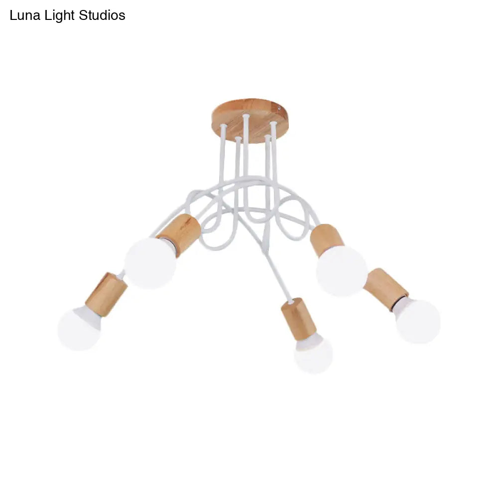 DecorBites™ DecorBites™ Modern Wood Semi Flush Mount Ceiling Light with Twisted Design for Bedroom
