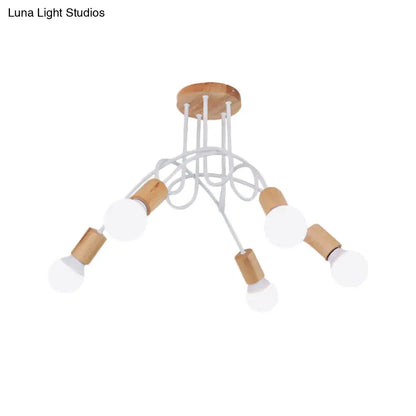 DecorBites™ DecorBites™ Modern Wood Semi Flush Mount Ceiling Light with Twisted Design for Bedroom