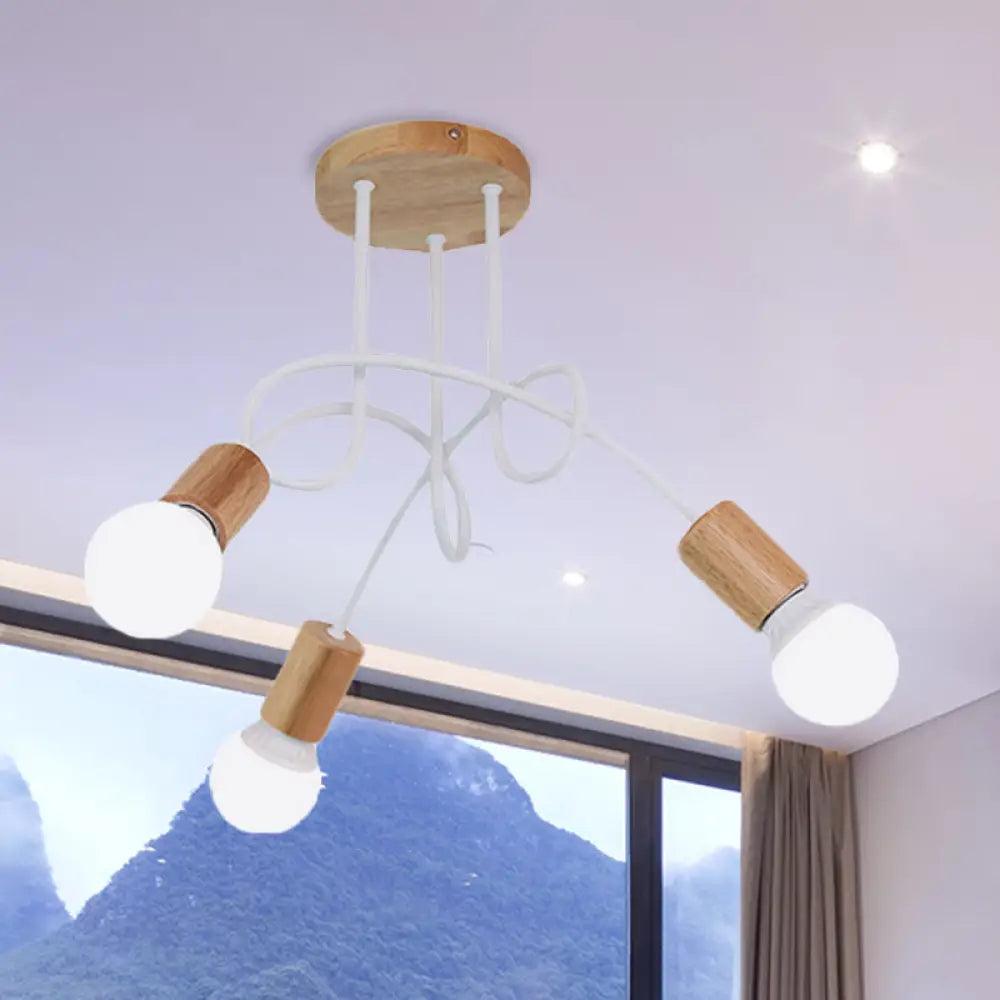 DecorBites™ DecorBites™ Modern Wood Semi Flush Mount Ceiling Light with Twisted Design for Bedroom