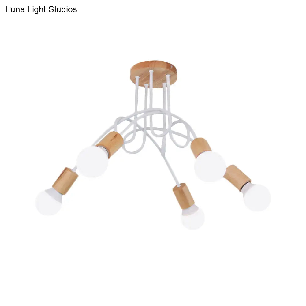 DecorBites™ DecorBites™ Modern Wood Semi Flush Mount Ceiling Light with Twisted Design for Bedroom