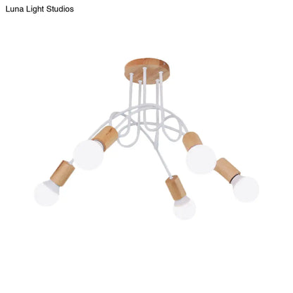 DecorBites™ DecorBites™ Modern Wood Semi Flush Mount Ceiling Light with Twisted Design for Bedroom