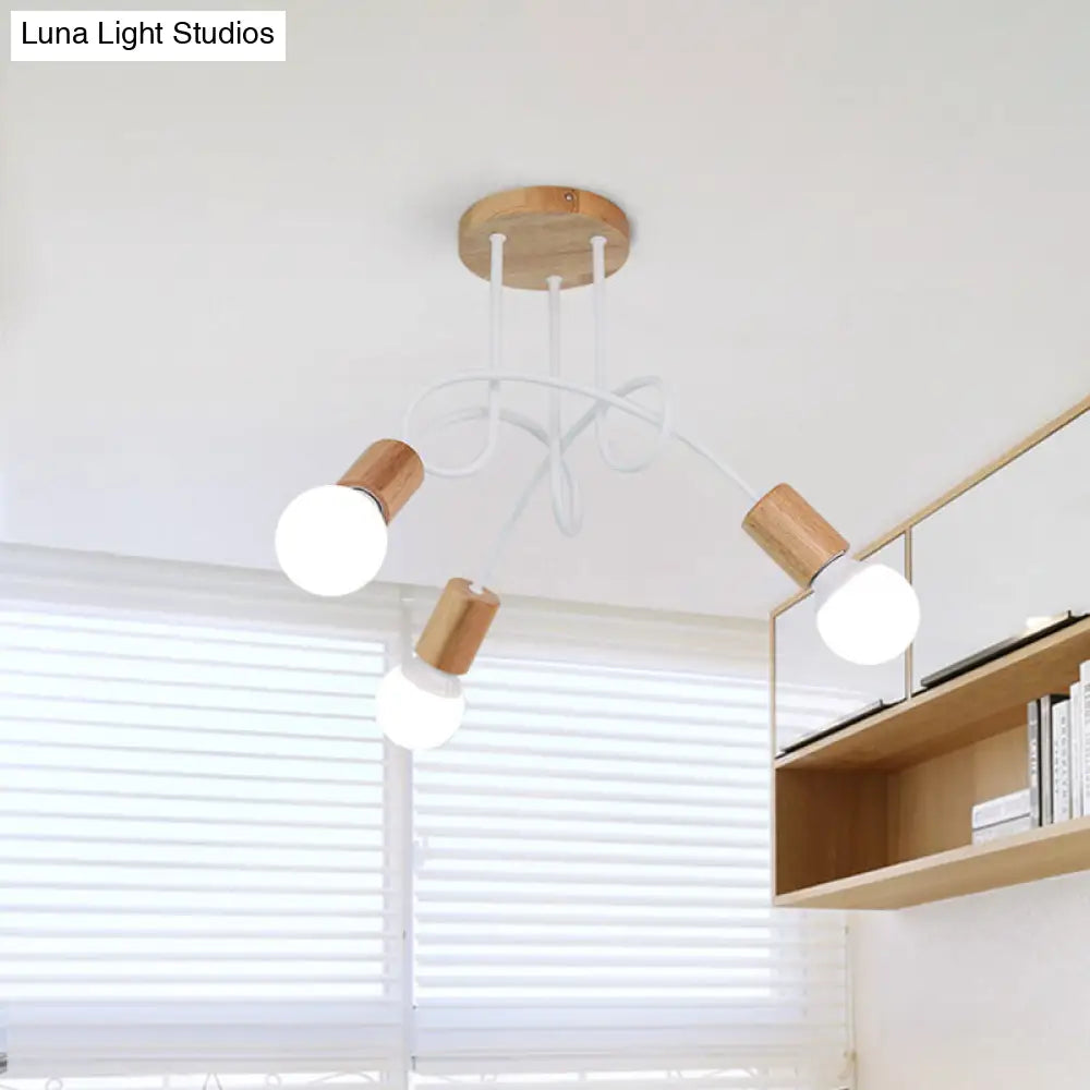 DecorBites™ DecorBites™ Modern Wood Semi Flush Mount Ceiling Light with Twisted Design for Bedroom