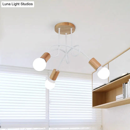 DecorBites™ DecorBites™ Modern Wood Semi Flush Mount Ceiling Light with Twisted Design for Bedroom