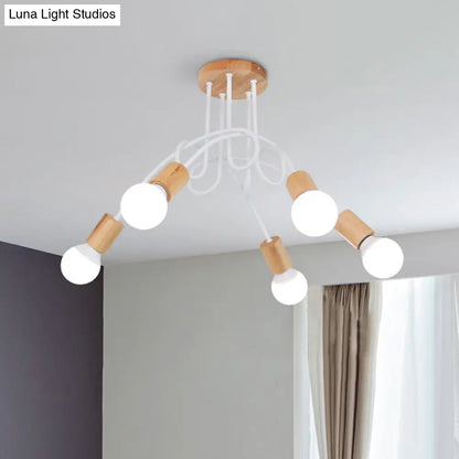 DecorBites™ DecorBites™ Modern Wood Semi Flush Mount Ceiling Light with Twisted Design for Bedroom