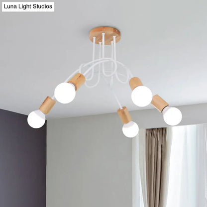 DecorBites™ DecorBites™ Modern Wood Semi Flush Mount Ceiling Light with Twisted Design for Bedroom