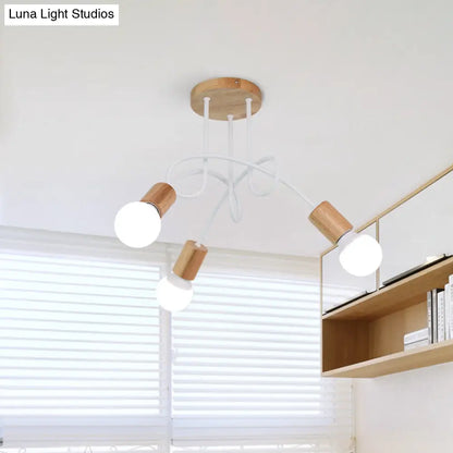 DecorBites™ DecorBites™ Modern Wood Semi Flush Mount Ceiling Light with Twisted Design for Bedroom