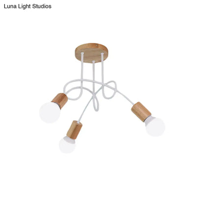 DecorBites™ DecorBites™ Modern Wood Semi Flush Mount Ceiling Light with Twisted Design for Bedroom