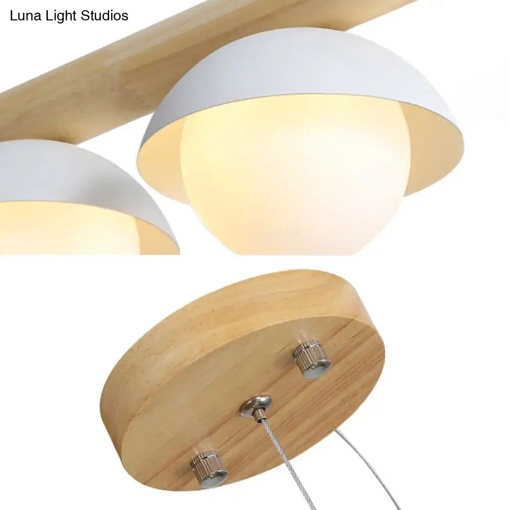 DecorBites™ modern wood stem linear chandelier with white shade and warm glow for restaurant or billiard lighting
