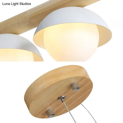 DecorBites™ modern wood stem linear chandelier with white shade and warm glow for restaurant or billiard lighting