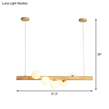 DecorBites™ Modern Wood Stick Pendant Light Kit for Dining Room Island - 5 Head Beige Lighting