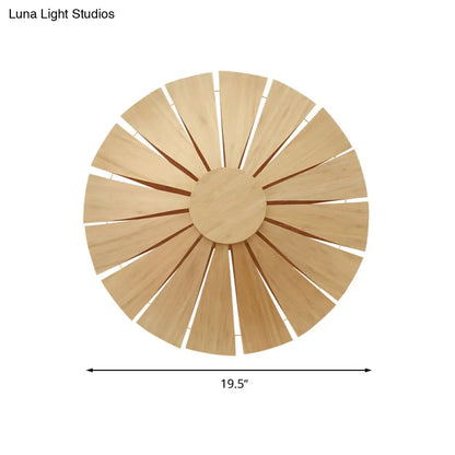 DecorBites™ DecorBites™ Modern Wood Veneer Wall Sconce Lighting - 19.5"/23.5" Diameter Circular Design - 1 Light for Living Room