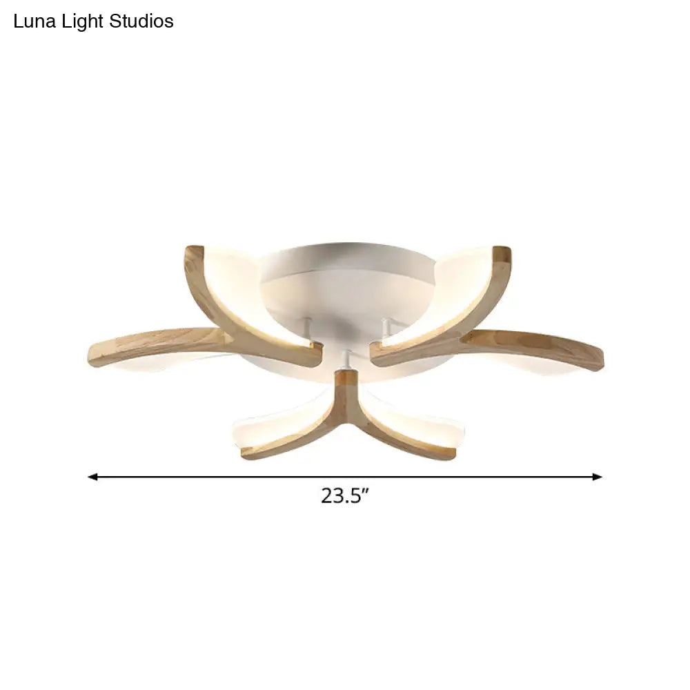 DecorBites™ DecorBites™ Modern Wood Y-Shape Semi Flush Light with 3/5 Heads - 23.5"/27.5" W LED Ceiling Lamp in Warm/White Light