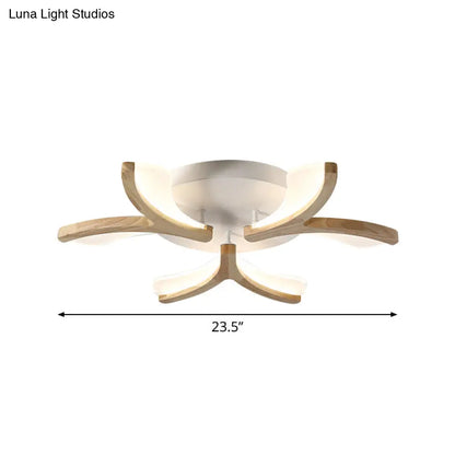 DecorBites™ DecorBites™ Modern Wood Y-Shape Semi Flush Light with 3/5 Heads - 23.5"/27.5" W LED Ceiling Lamp in Warm/White Light
