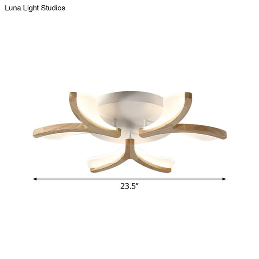 DecorBites™ DecorBites™ Modern Wood Y-Shape Semi Flush Light with 3/5 Heads - 23.5"/27.5" W LED Ceiling Lamp in Warm/White Light