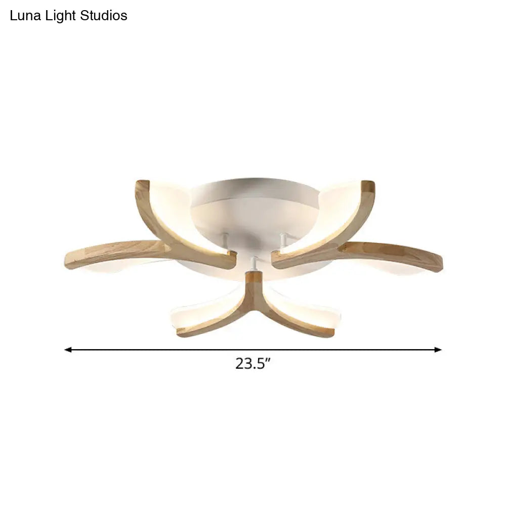 DecorBites™ DecorBites™ Modern Wood Y-Shape Semi Flush Light with 3/5 Heads - 23.5"/27.5" W LED Ceiling Lamp in Warm/White Light
