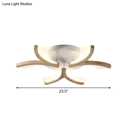 DecorBites™ DecorBites™ Modern Wood Y-Shape Semi Flush Light with 3/5 Heads - 23.5"/27.5" W LED Ceiling Lamp in Warm/White Light