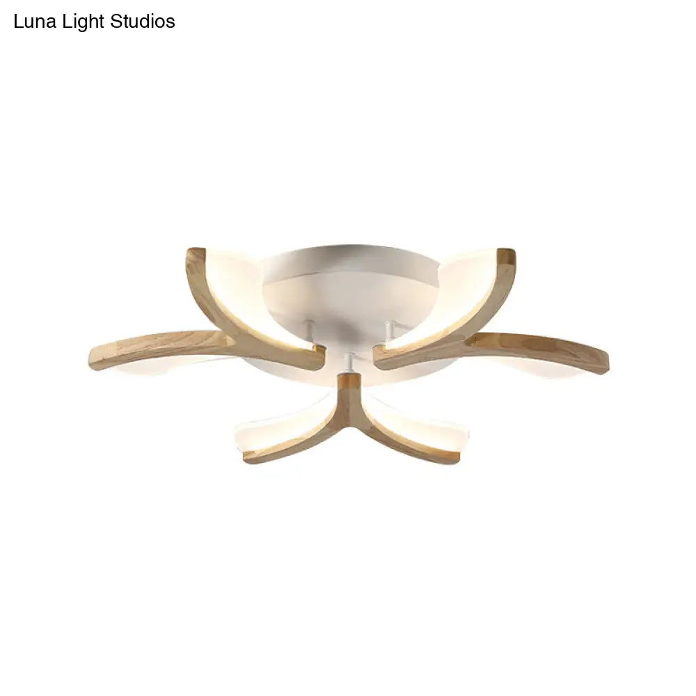DecorBites™ DecorBites™ Modern Wood Y-Shape Semi Flush Light with 3/5 Heads - 23.5"/27.5" W LED Ceiling Lamp in Warm/White Light