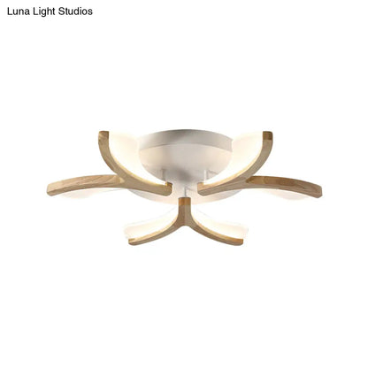 DecorBites™ DecorBites™ Modern Wood Y-Shape Semi Flush Light with 3/5 Heads - 23.5"/27.5" W LED Ceiling Lamp in Warm/White Light