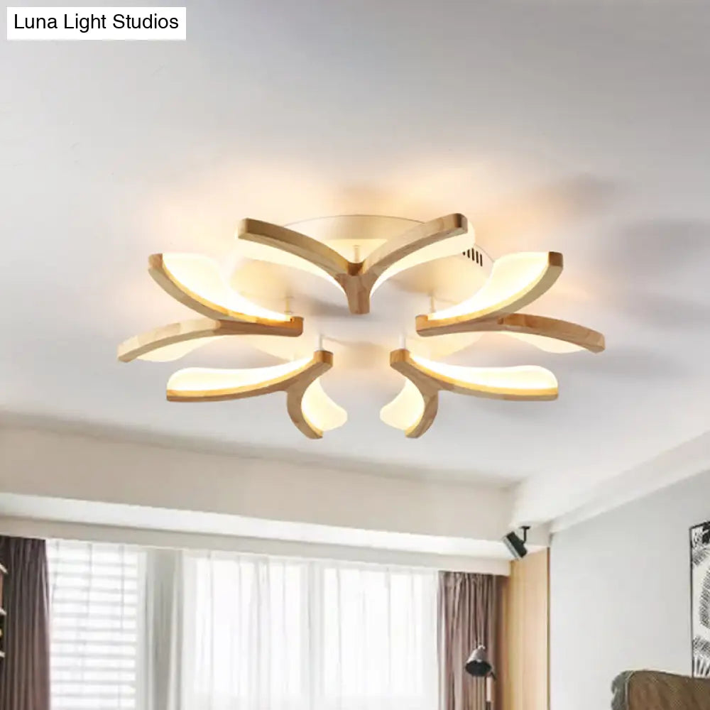 DecorBites™ DecorBites™ Modern Wood Y-Shape Semi Flush Light with 3/5 Heads - 23.5"/27.5" W LED Ceiling Lamp in Warm/White Light
