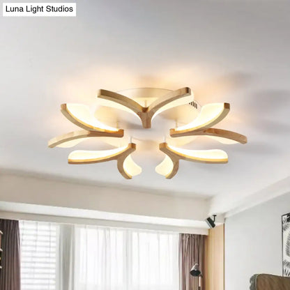 DecorBites™ DecorBites™ Modern Wood Y-Shape Semi Flush Light with 3/5 Heads - 23.5"/27.5" W LED Ceiling Lamp in Warm/White Light