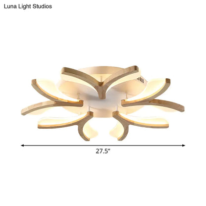 DecorBites™ DecorBites™ Modern Wood Y-Shape Semi Flush Light with 3/5 Heads - 23.5"/27.5" W LED Ceiling Lamp in Warm/White Light