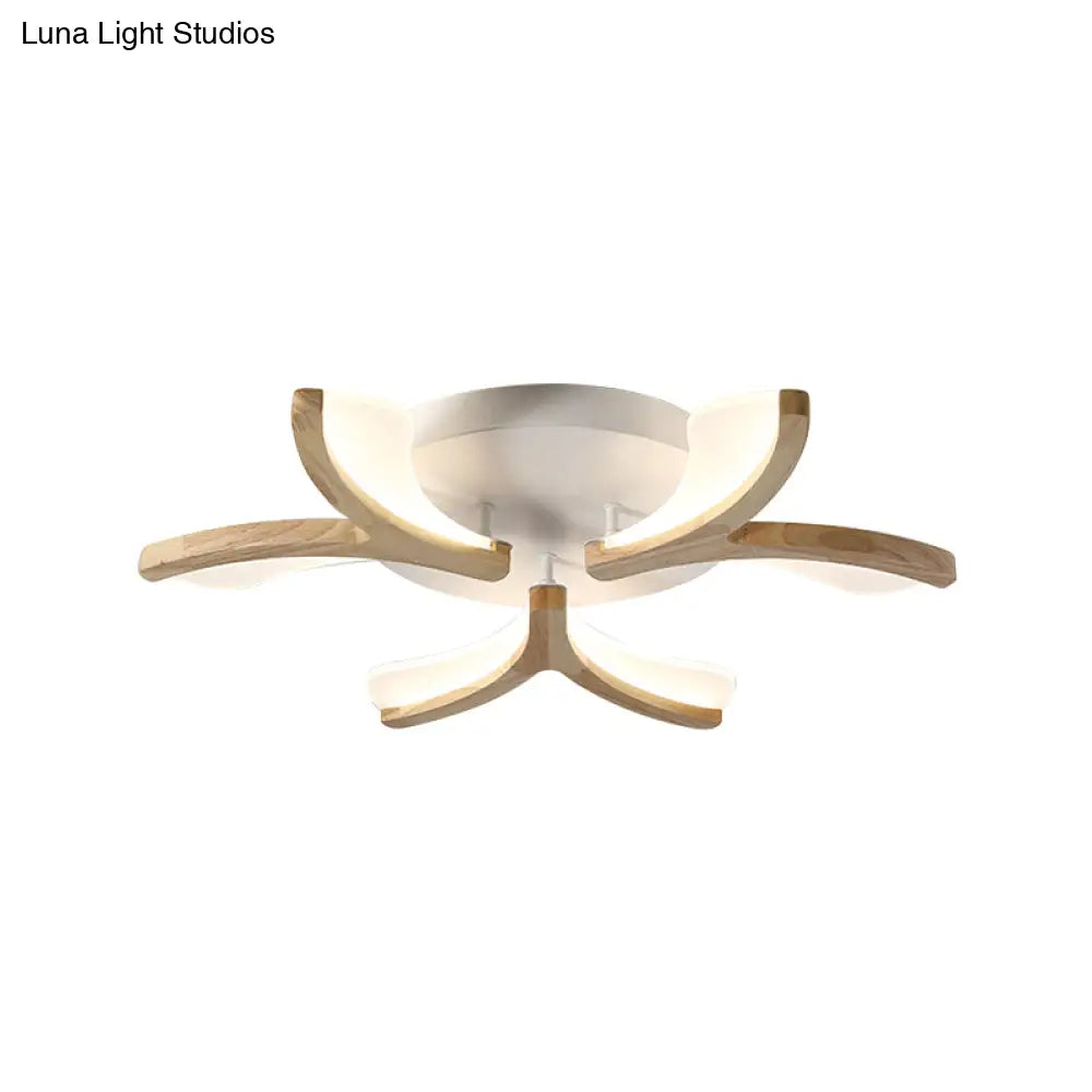 DecorBites™ DecorBites™ Modern Wood Y-Shape Semi Flush Light with 3/5 Heads - 23.5"/27.5" W LED Ceiling Lamp in Warm/White Light