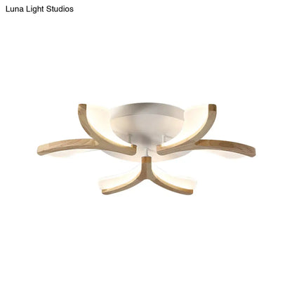 DecorBites™ DecorBites™ Modern Wood Y-Shape Semi Flush Light with 3/5 Heads - 23.5"/27.5" W LED Ceiling Lamp in Warm/White Light