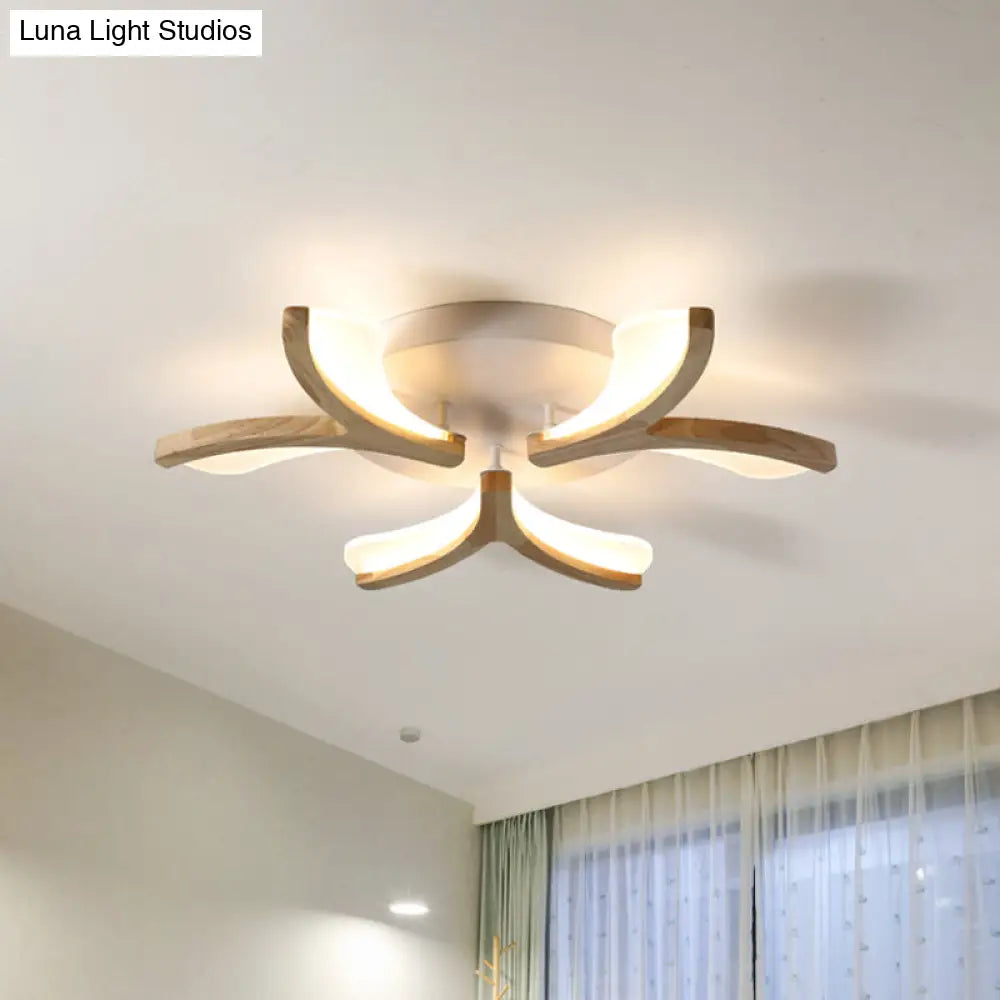 DecorBites™ DecorBites™ Modern Wood Y-Shape Semi Flush Light with 3/5 Heads - 23.5"/27.5" W LED Ceiling Lamp in Warm/White Light