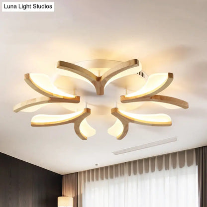DecorBites™ DecorBites™ Modern Wood Y-Shape Semi Flush Light with 3/5 Heads - 23.5"/27.5" W LED Ceiling Lamp in Warm/White Light