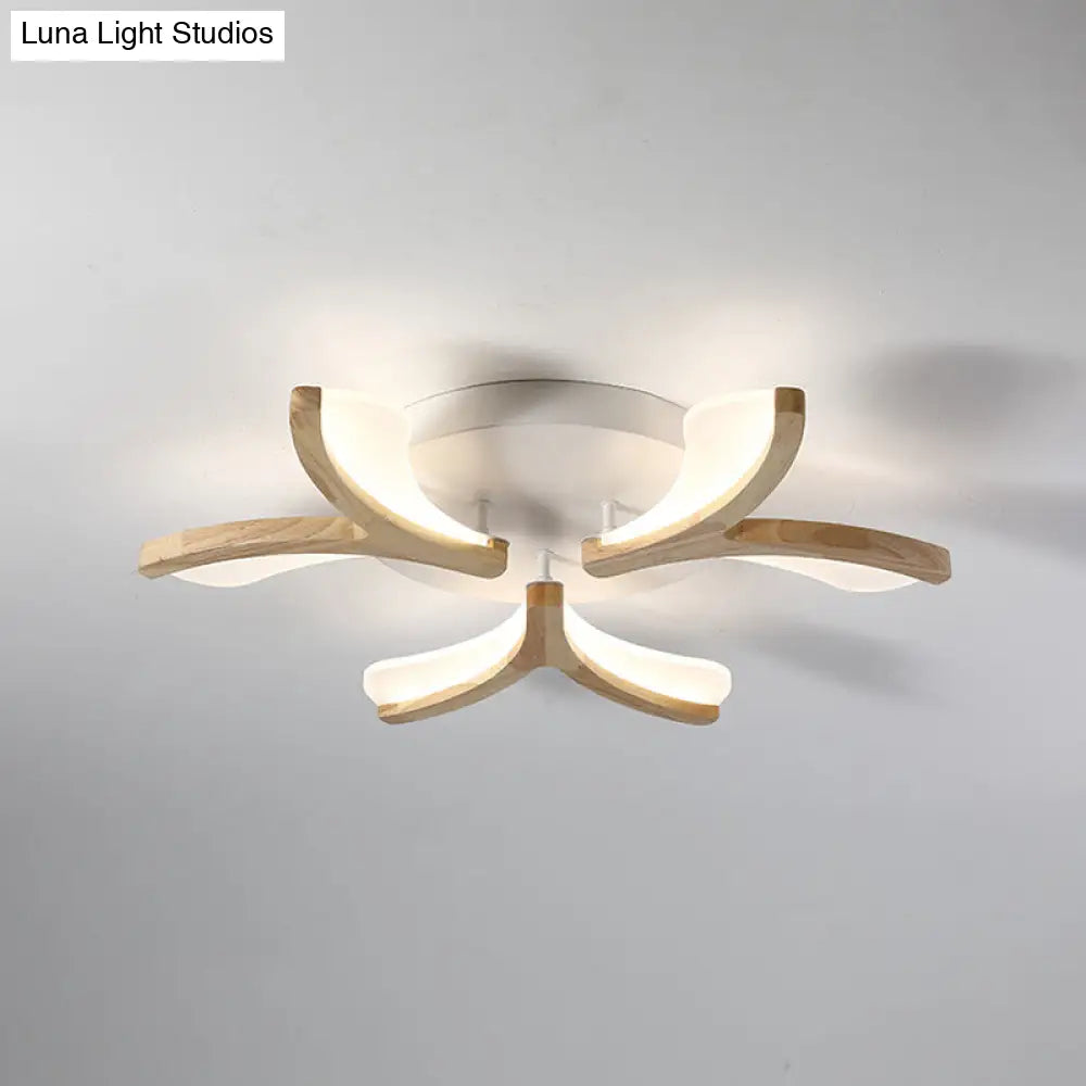 DecorBites™ DecorBites™ Modern Wood Y-Shape Semi Flush Light with 3/5 Heads - 23.5"/27.5" W LED Ceiling Lamp in Warm/White Light