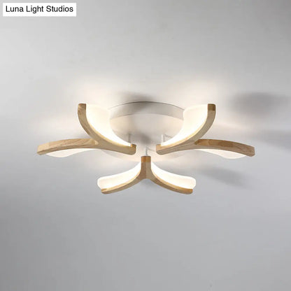 DecorBites™ DecorBites™ Modern Wood Y-Shape Semi Flush Light with 3/5 Heads - 23.5"/27.5" W LED Ceiling Lamp in Warm/White Light