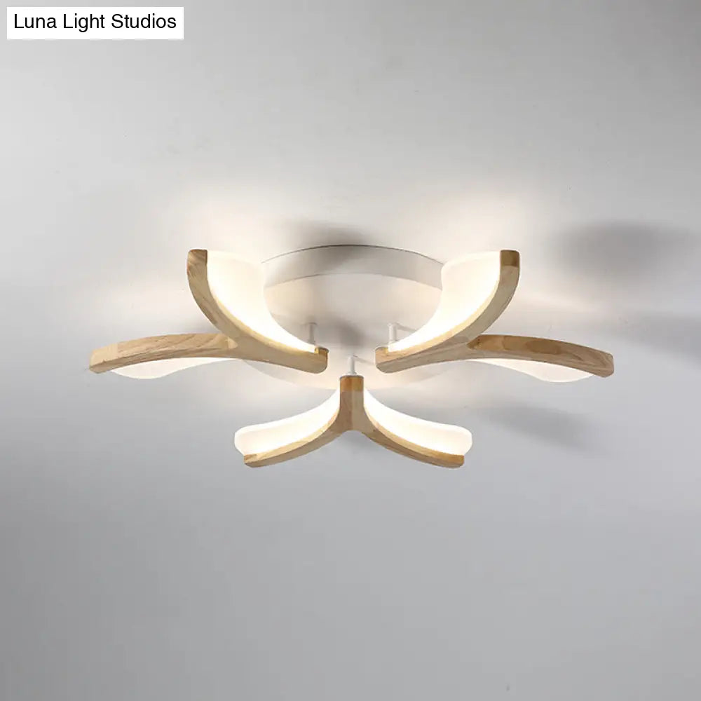 DecorBites™ DecorBites™ Modern Wood Y-Shape Semi Flush Light with 3/5 Heads - 23.5"/27.5" W LED Ceiling Lamp in Warm/White Light