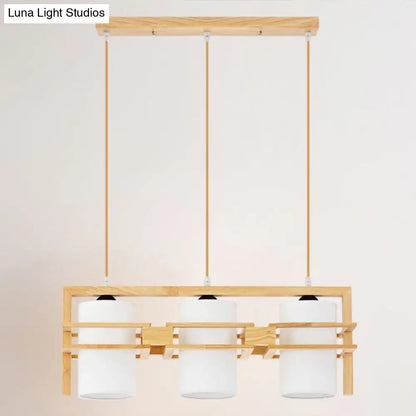 ديكوربايتس™ مصباح معلق خشبي حديث بثلاث لمبات مع غطاء أسطواني من القماش