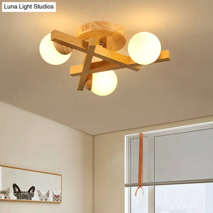 Lámpara de techo DecorBites™ moderna de madera con líneas cruzadas y múltiples bombillas para dormitorio