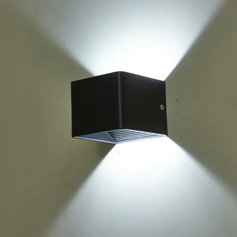 Black square wooden cube led wall light with sleek modern design and angled illumination for bedroom decorbites led wall use
