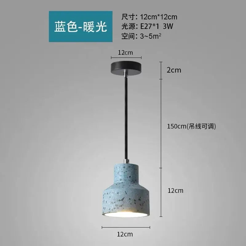 Blue speckled concrete pendant light with black adjustable chain and circular mount for decorbites led wall sconce lighting