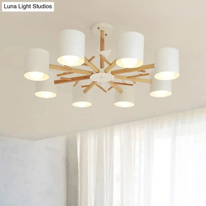 Lámpara de techo colgante moderna de madera con luces LED - Beige, ideal para la sala de estar