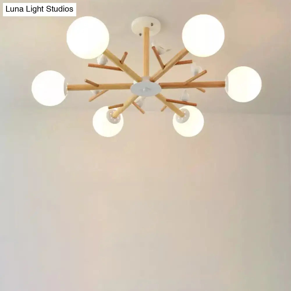 Lámpara de techo colgante moderna de madera con luces LED - Beige, ideal para la sala de estar