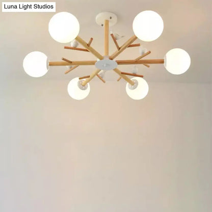 Lámpara de techo colgante moderna de madera con luces LED - Beige, ideal para la sala de estar
