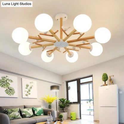 Lámpara de techo colgante moderna de madera con luces LED - Beige, ideal para la sala de estar