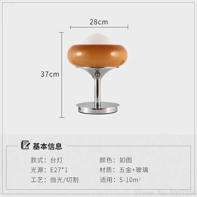 Modern yellow and chrome glass egg tart desk lamp with warm amber shade and polished chrome base for bedroom use