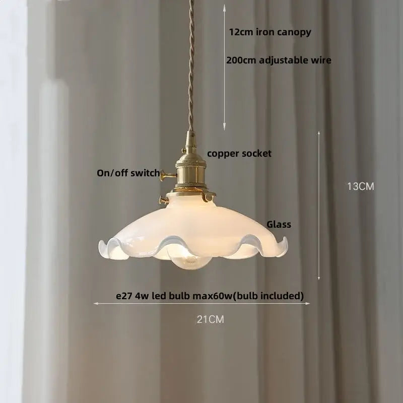 Modern yellow conical pendant light with frosted glass shade and decorbites copper knob iron for kitchens