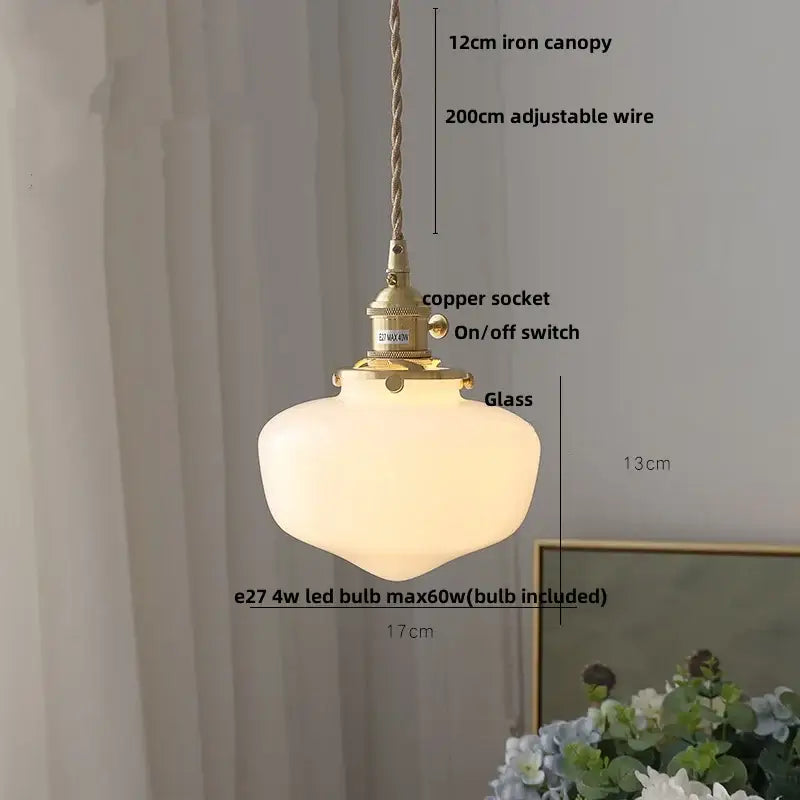 Modern yellow conical pendant light with frosted glass and decorbites copper knob iron canopy for kitchens