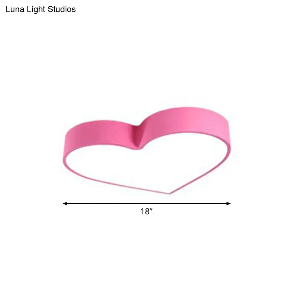 Pink heart-shaped cookie cutter 18 inch long displayed with decorbites cartoon loving heart led flush mount light