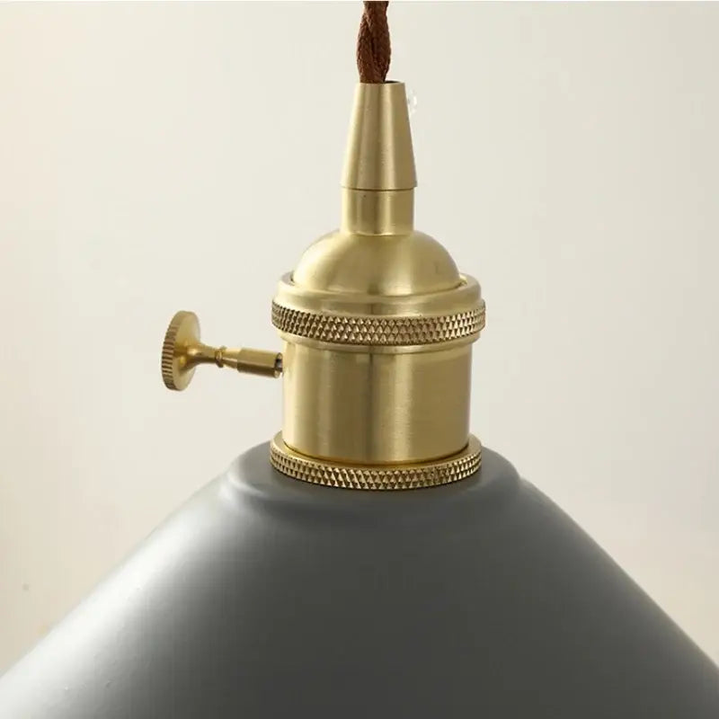 Modern yellow iron lampshade led pendant light with matte gray conical iron lampshade and antique brass socket decorbites iron lampshade