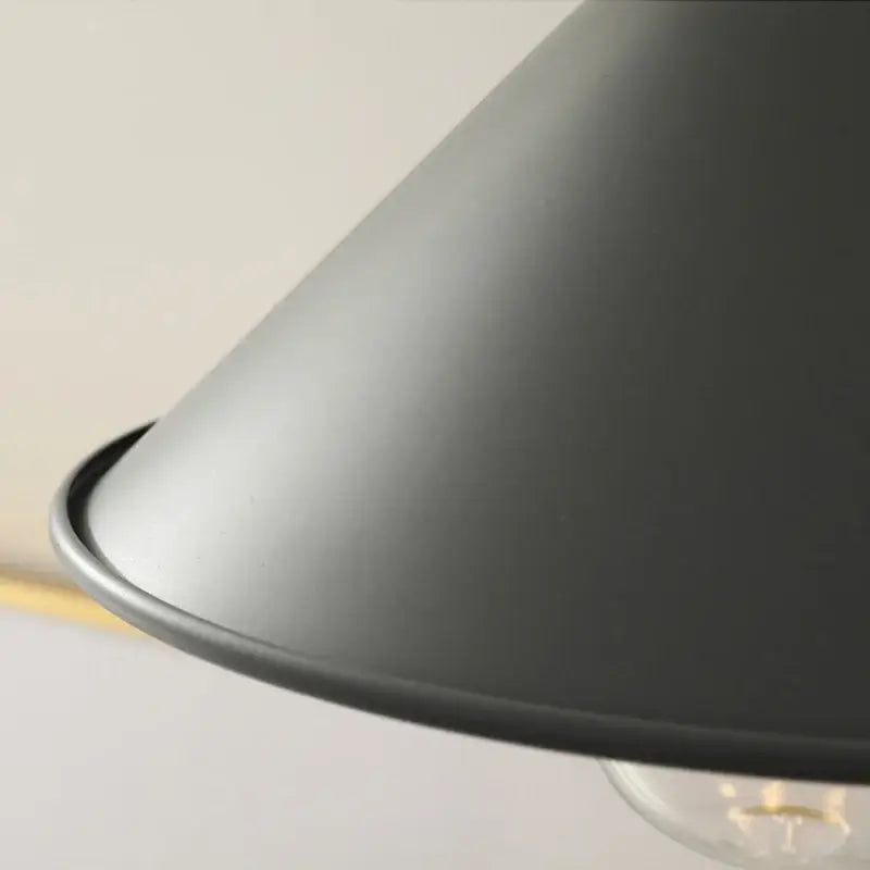 Matte black conical iron lampshade with smooth curved rim for modern yellow decorbites pendant light led kitchen hanging lamp