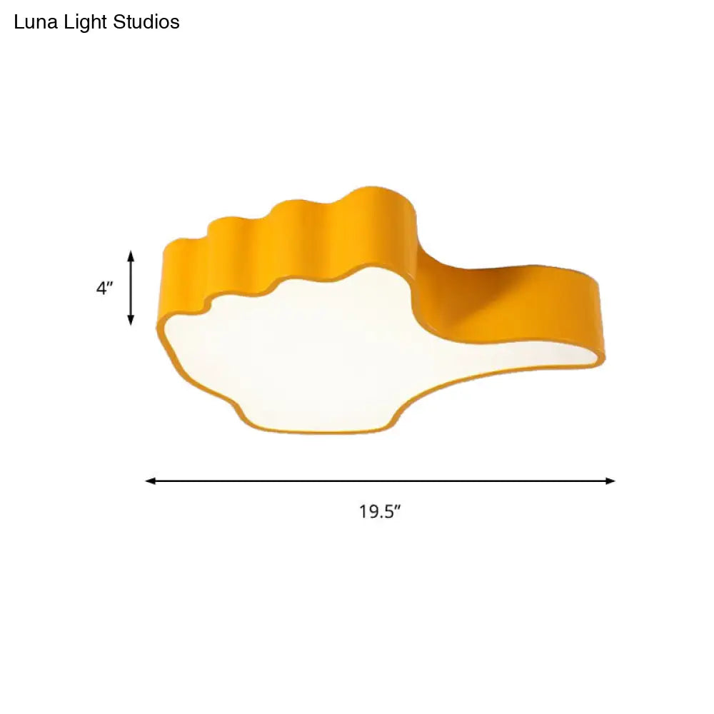 DecorBites™ DecorBites™ Modern Yellow Thumbs-Up Acrylic Flush Ceiling Light for Child's Bedroom
