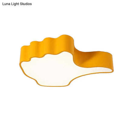 DecorBites™ DecorBites™ Modern Yellow Thumbs-Up Acrylic Flush Ceiling Light for Child's Bedroom